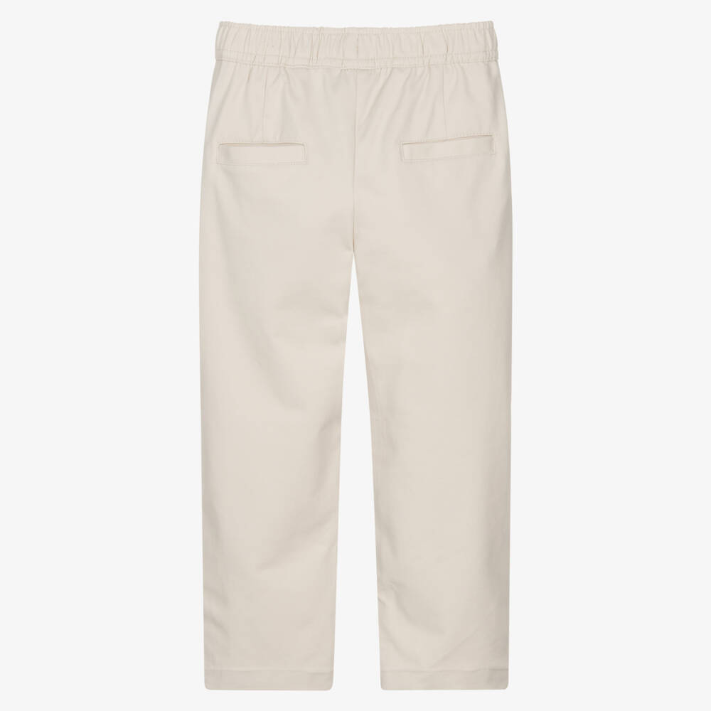 iDO-Boys Beige Elasticated Waist Trousers | Childrensalon Outlet