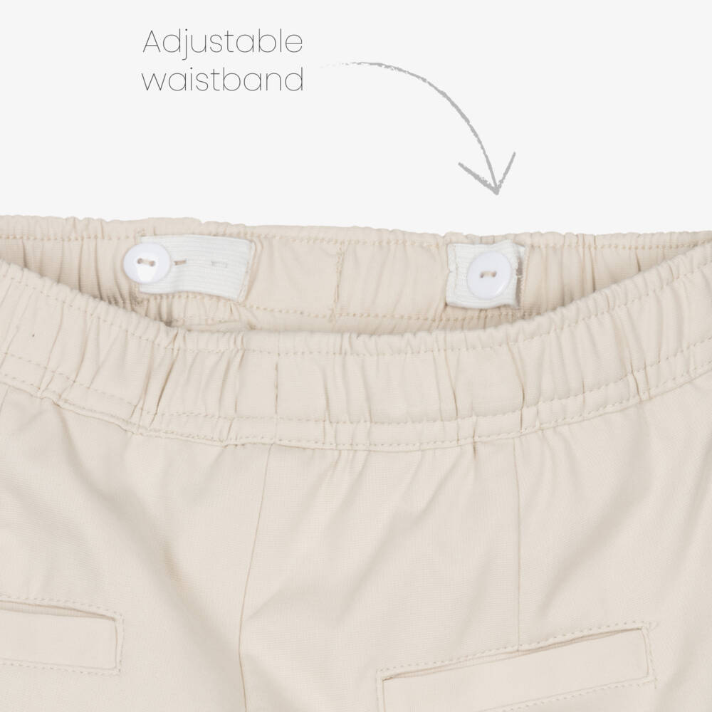 iDO-Boys Beige Elasticated Waist Trousers | Childrensalon Outlet