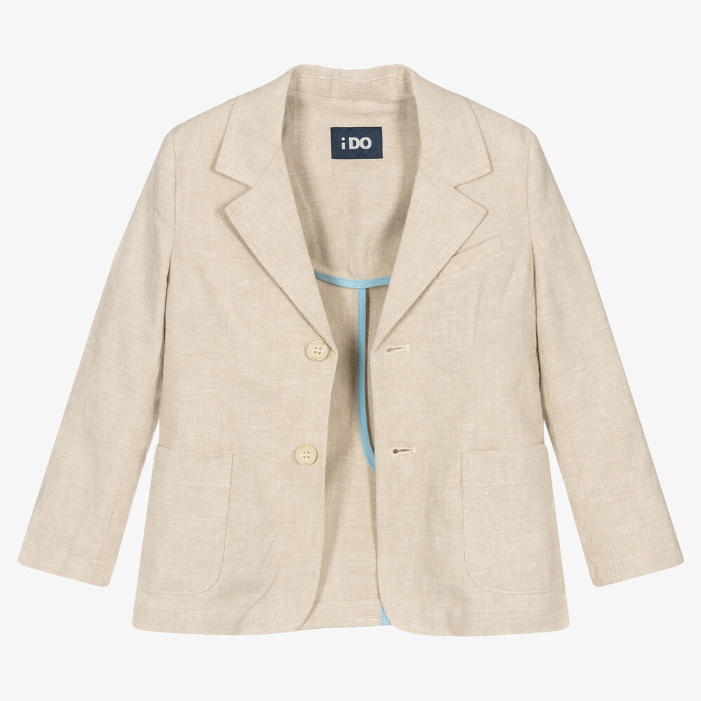 آي دو Baby-جاكيت كتان وفيسكوز لون بيج للأولاد | Childrensalon Outlet