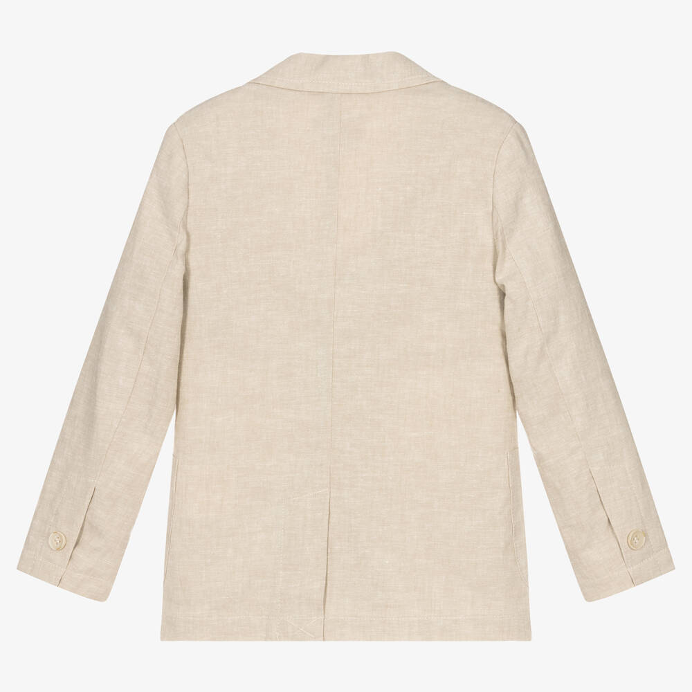 آي دو Baby-جاكيت كتان وفيسكوز لون بيج للأولاد | Childrensalon Outlet