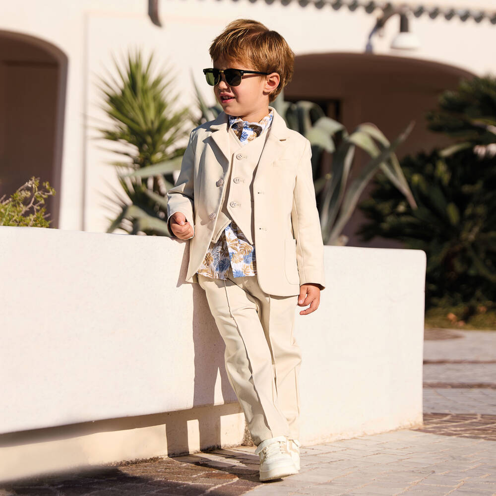 iDO-Boys Beige Milano Jersey Blazer | Childrensalon Outlet