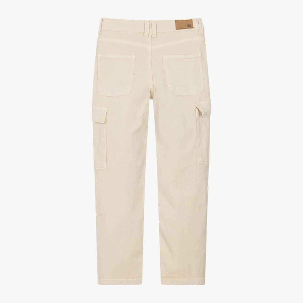 iDO Junior-Boys Beige Stretch Cargo Trousers | Childrensalon Outlet