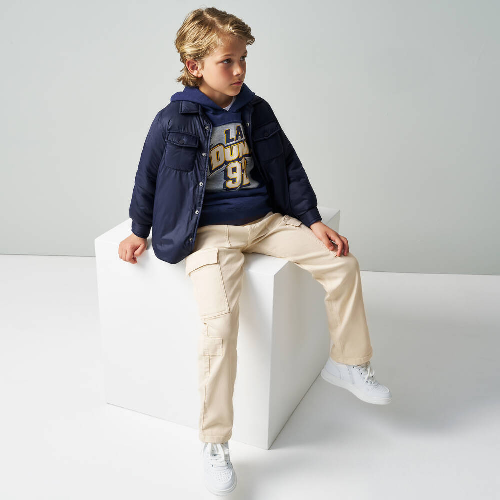 iDO Junior-Boys Beige Stretch Cargo Trousers | Childrensalon Outlet