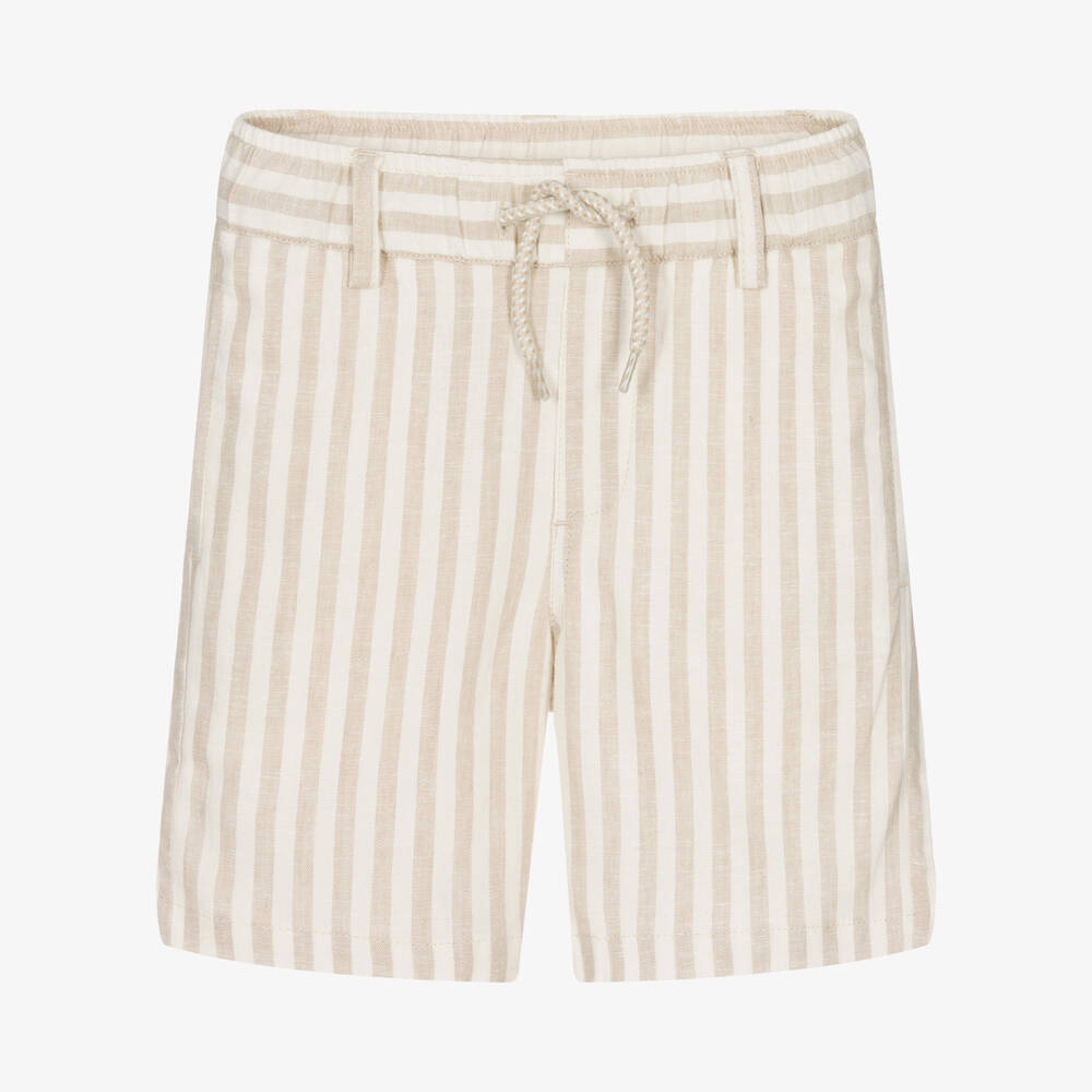 iDO Baby - Boys Beige Striped Shorts | Childrensalon