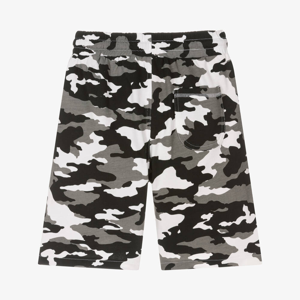 iDO Junior Boys Black Cotton Camouflage Shorts