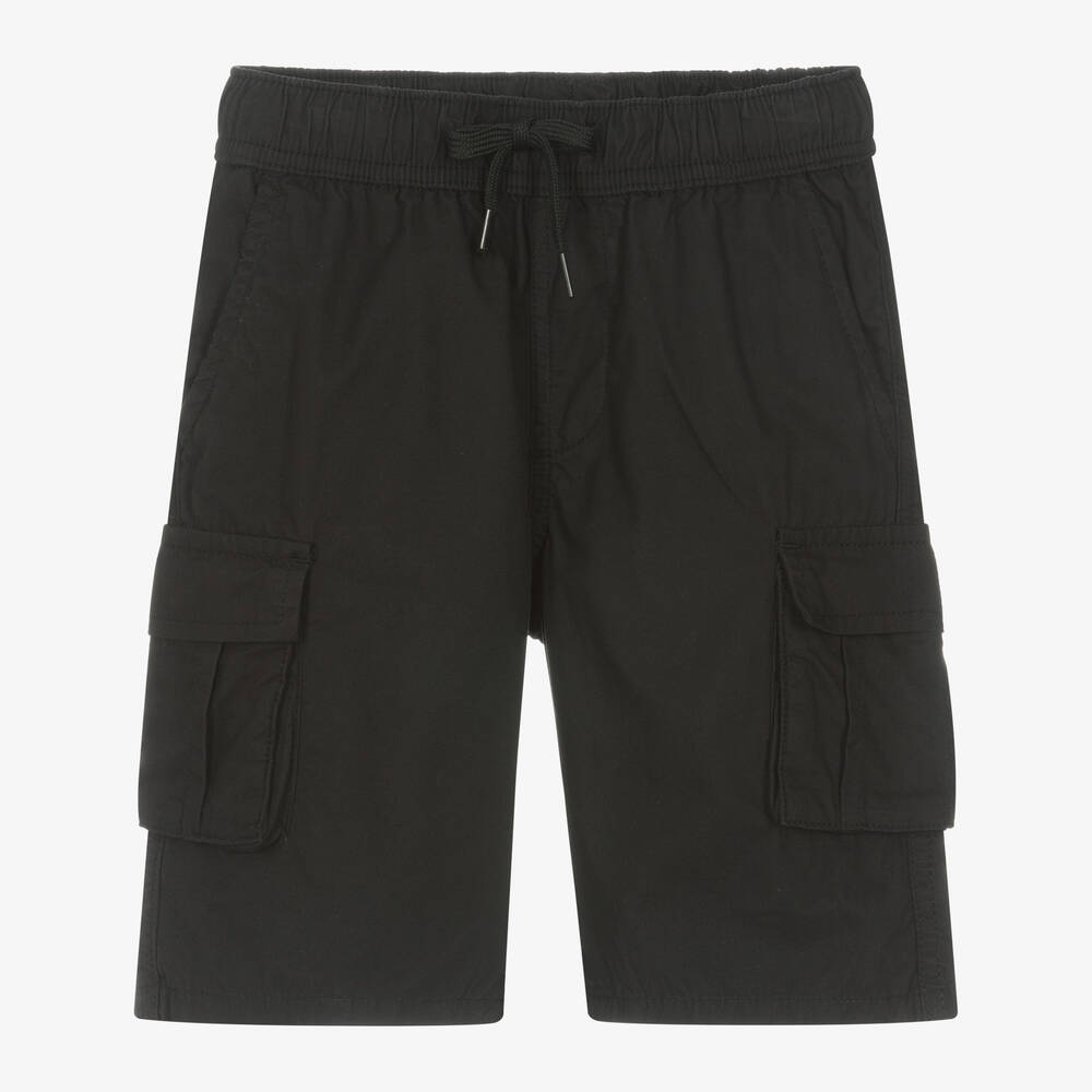 iDO Junior-Boys Black Cotton Cargo Shorts | Childrensalon Outlet