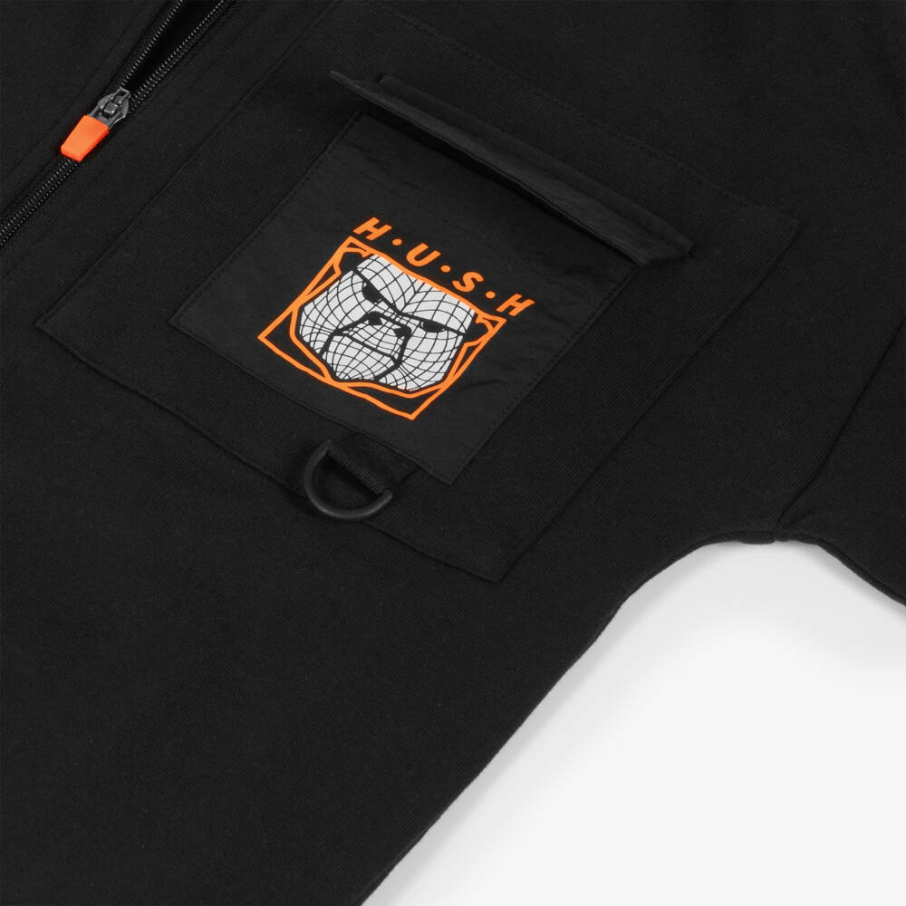 iDO Для младших-Boys Black Cotton Hoodie with Zip | Childrensalon Outlet