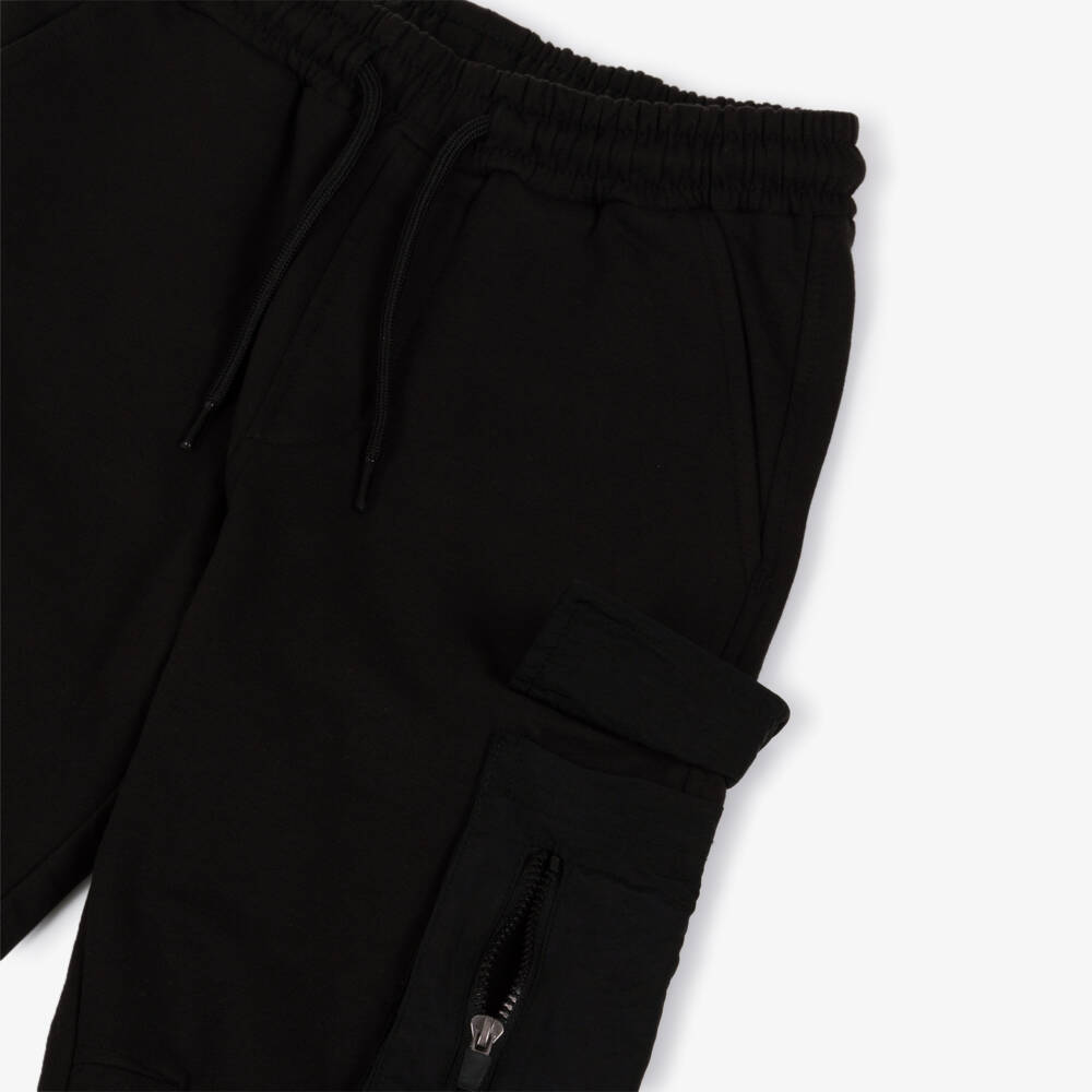 iDO-Boys Black Cotton Jersey Balloon Fit Joggers | Childrensalon Outlet