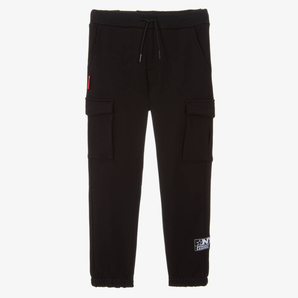 iDO-Boys Black Cotton Joggers with Cargo Pockets | Childrensalon Outlet