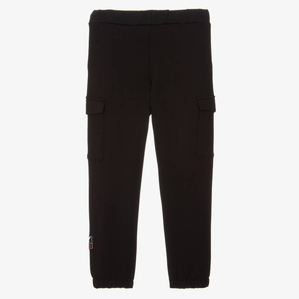 iDO-Boys Black Cotton Joggers with Cargo Pockets | Childrensalon Outlet