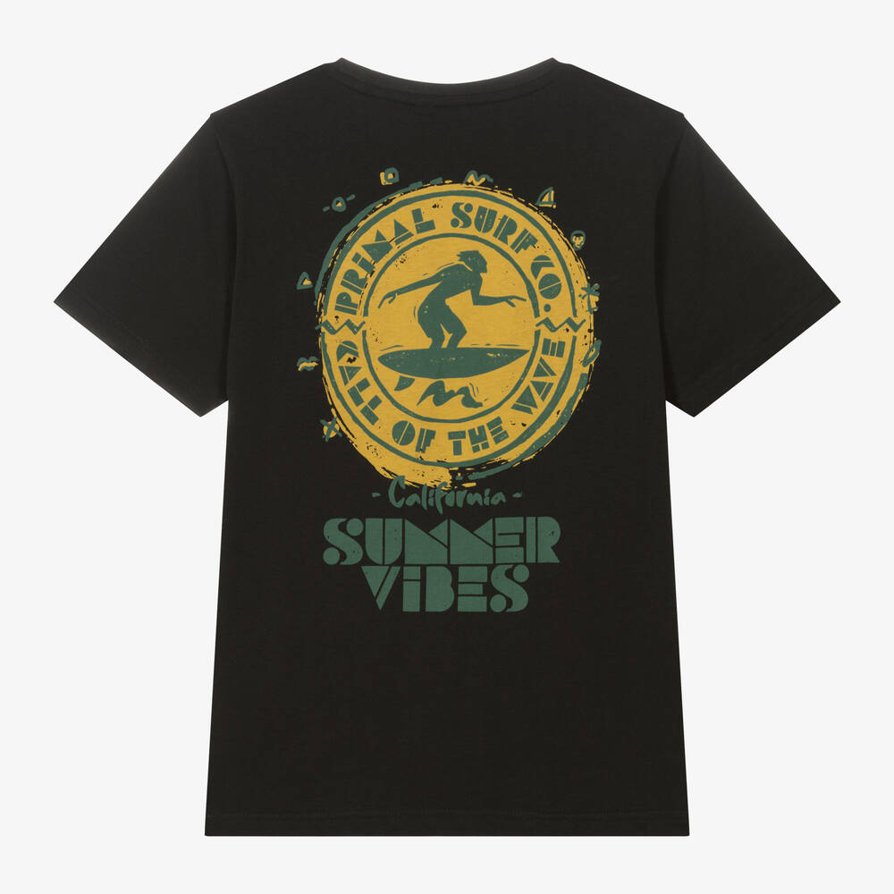 iDO Junior-Boys Black Cotton T-Shirt | Childrensalon Outlet