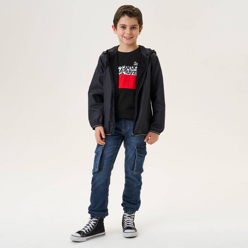 iDO Junior-Boys Black Cotton T-Shirt | Childrensalon Outlet