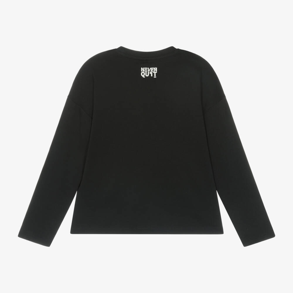 iDO Junior-Boys Black Graphic Cotton Tee | Childrensalon Outlet