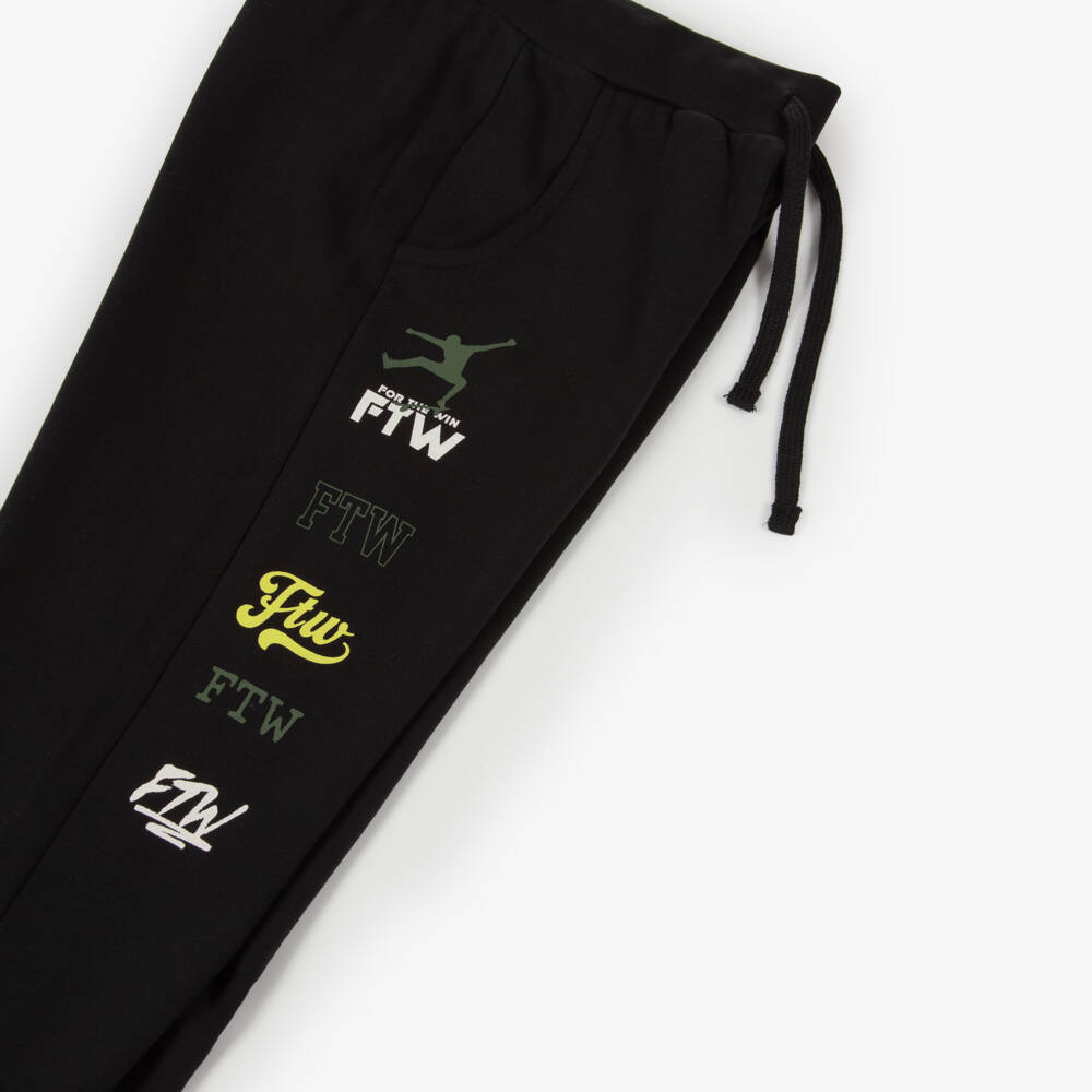 iDO-Boys Black & Green Slogan Print Hooded Tracksuit | Childrensalon Outlet