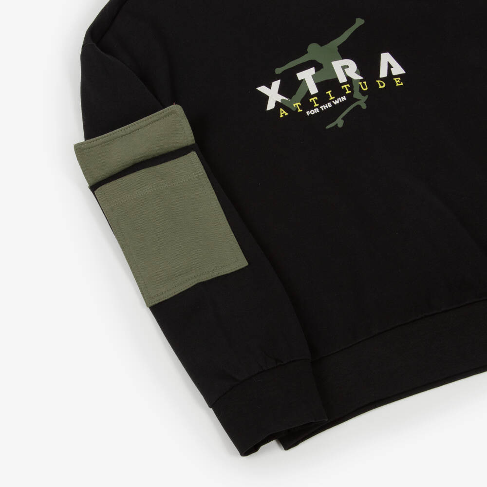 iDO-Boys Black & Green Slogan Print Hooded Tracksuit | Childrensalon Outlet