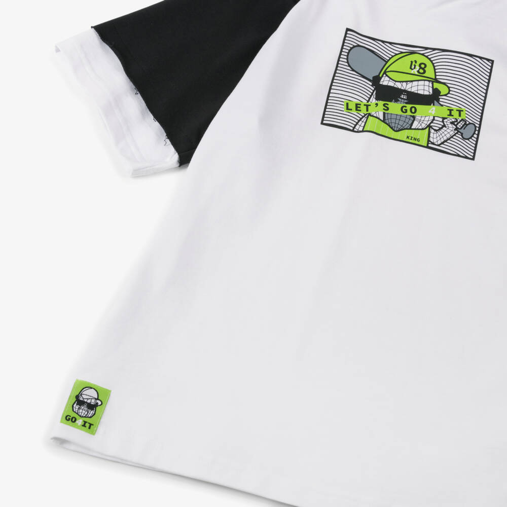 iDO Junior-Boys Black & Ivory Hooded Tee | Childrensalon Outlet