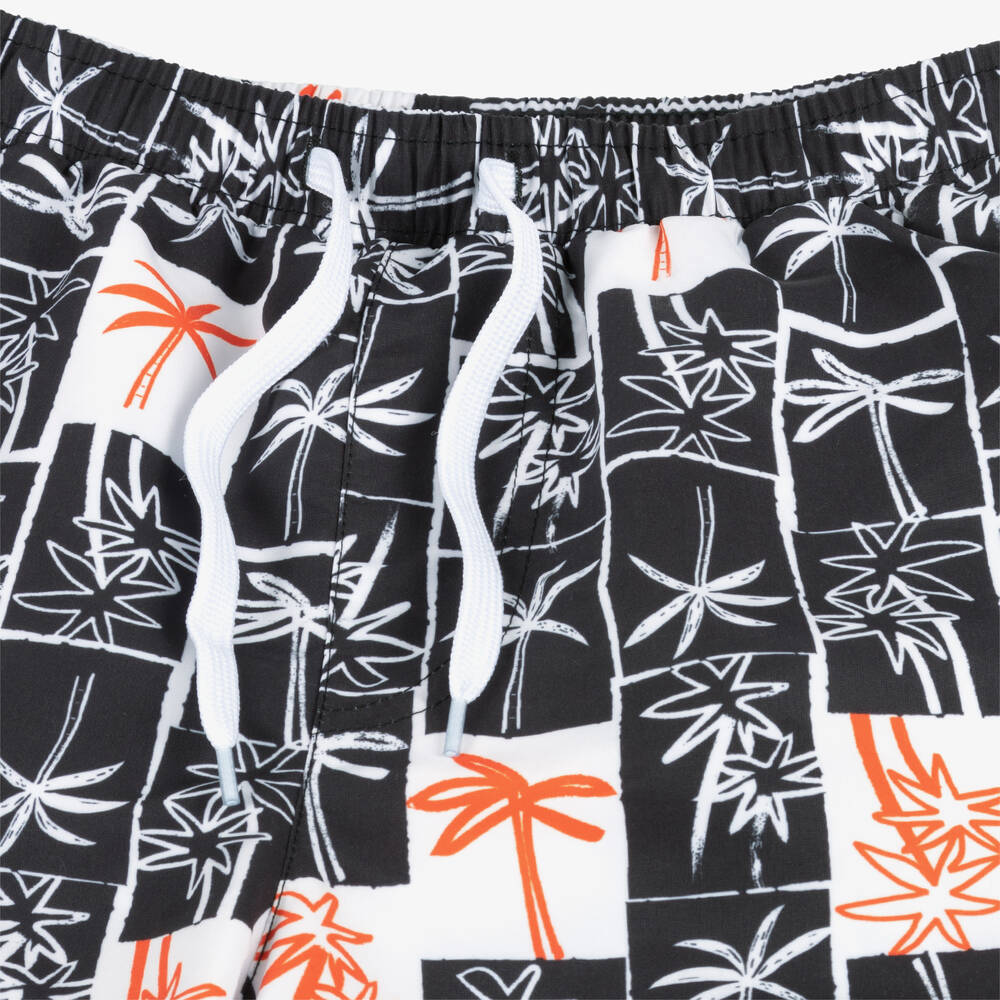 iDO Junior-Boys Black Palm Tree Swim Shorts | Childrensalon Outlet