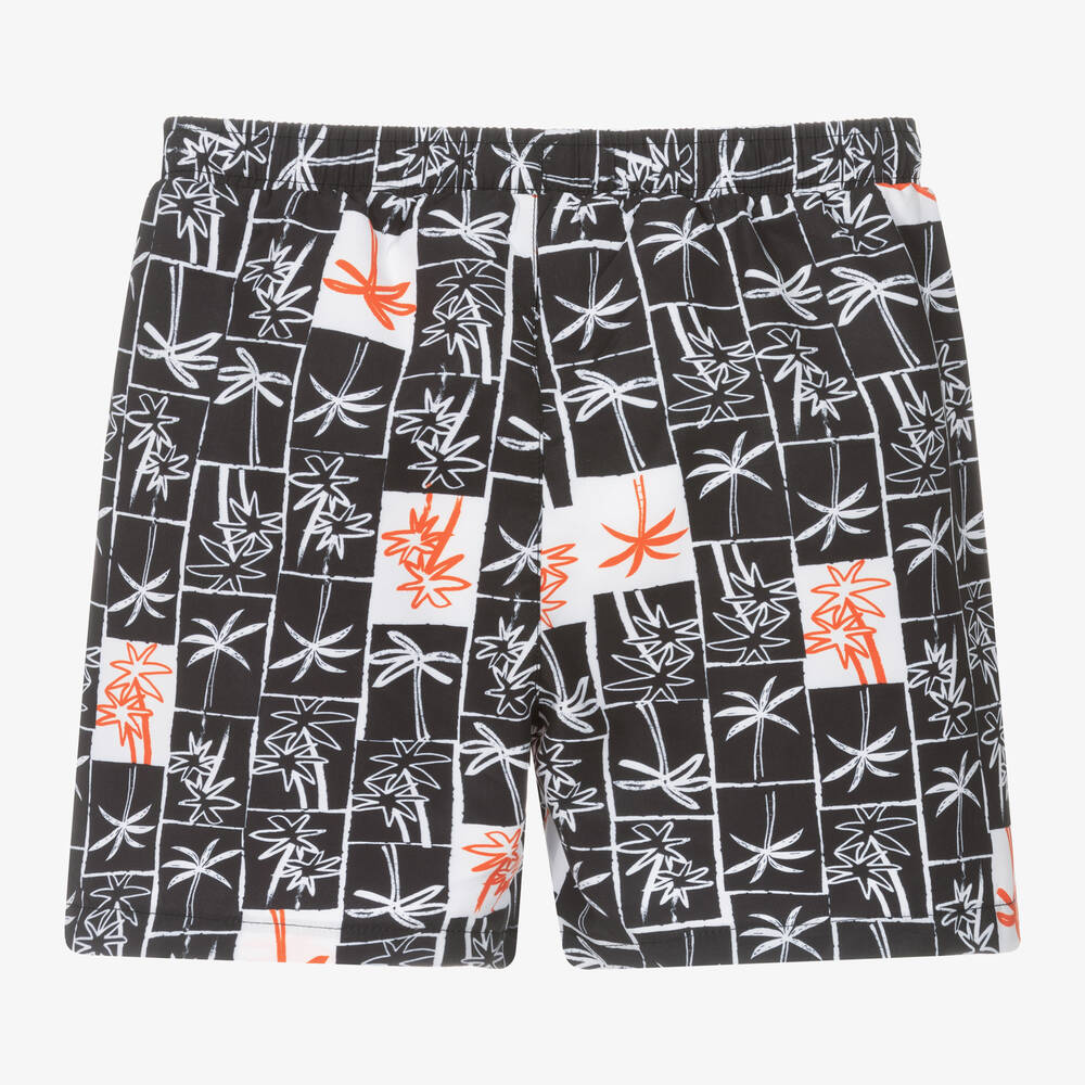 iDO Junior-Boys Black Palm Tree Swim Shorts | Childrensalon Outlet