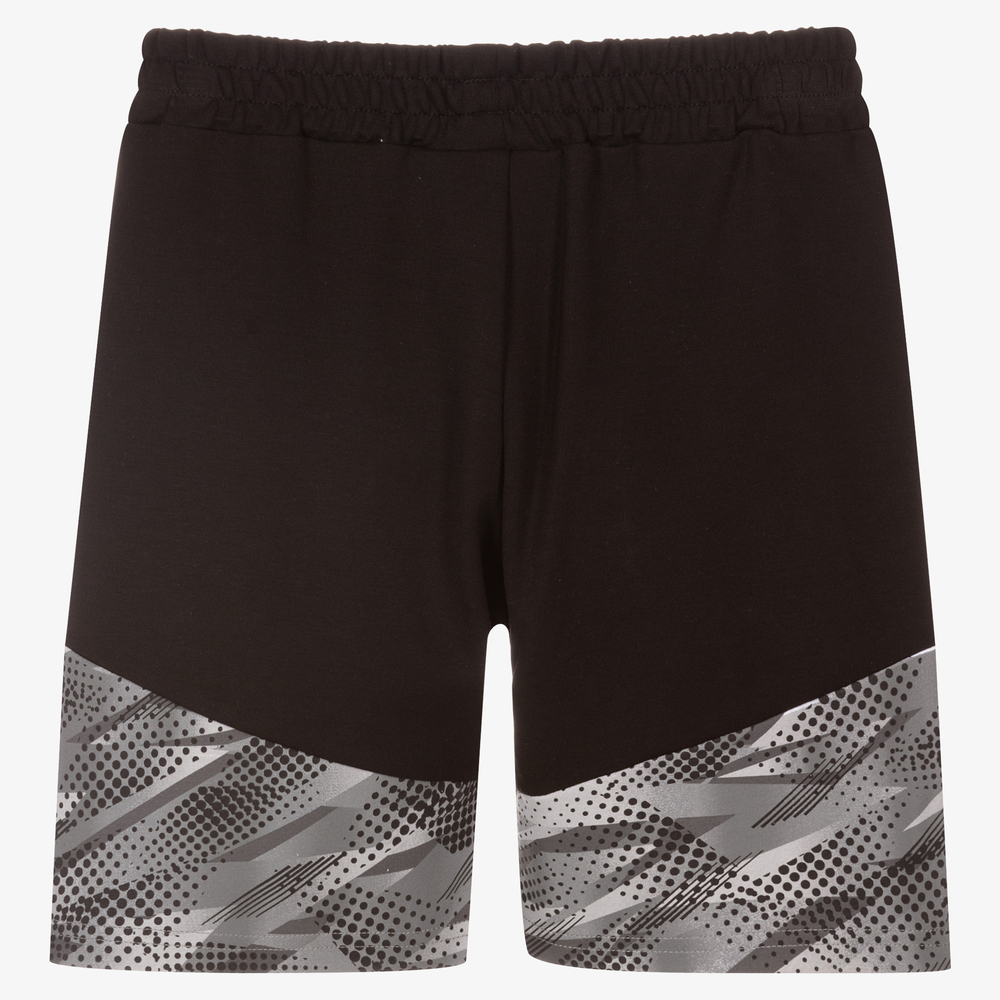 iDO Junior-شورت رياضي فيسكوز جيرسي لون أسود ورمادي للأولاد | Childrensalon Outlet