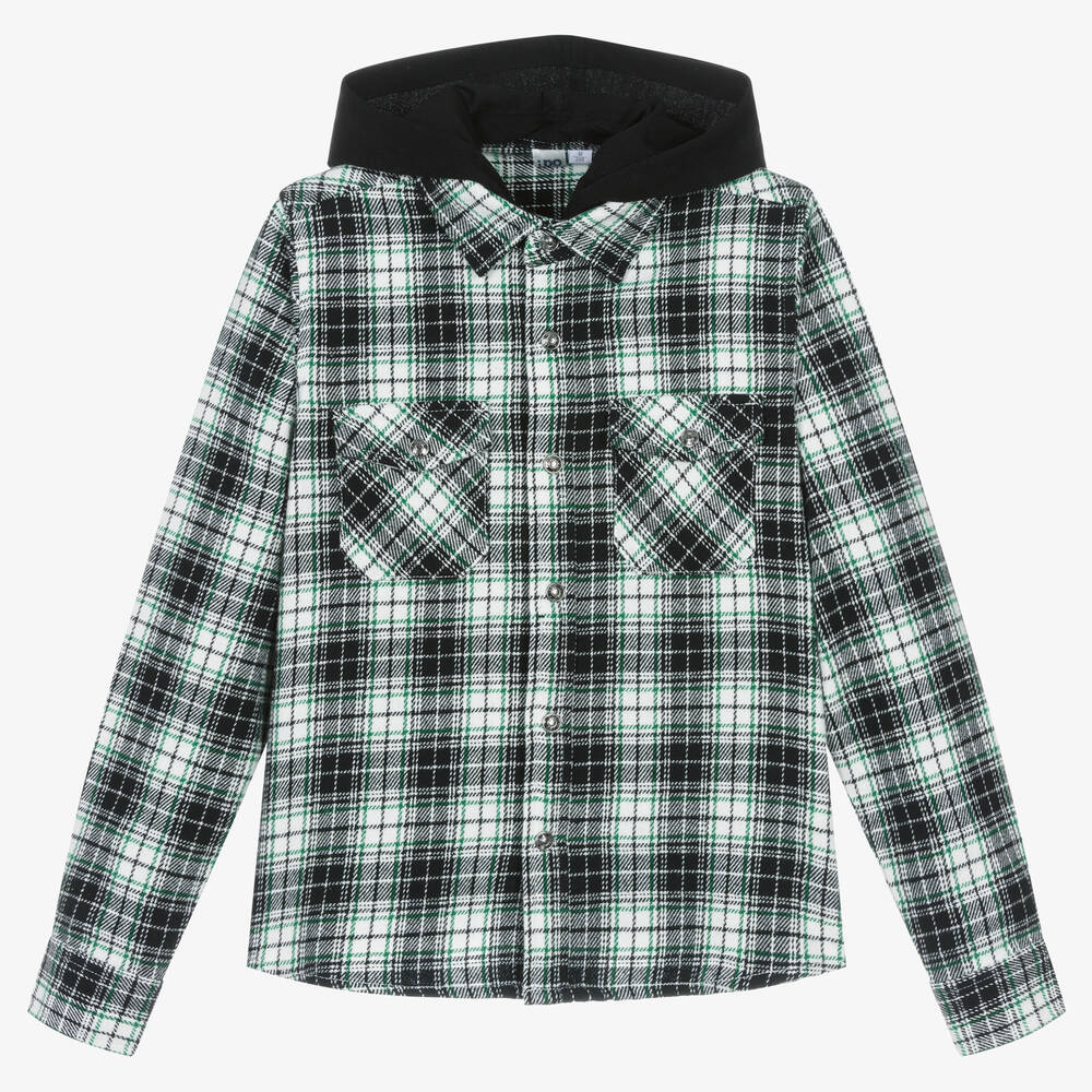 iDO Junior - Хлопковая рубашка в черно-белую клетку | Childrensalon