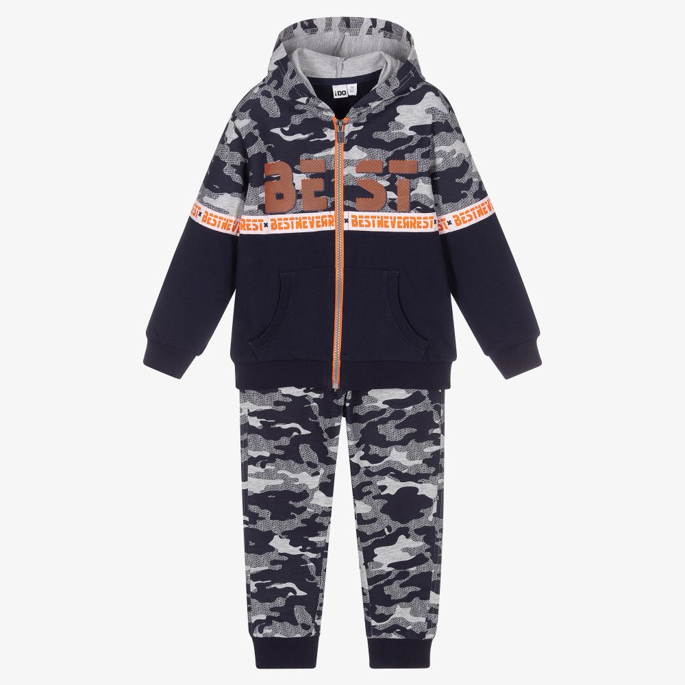 iDO Baby - Boys Blue Camoflage Tracksuit | Childrensalon