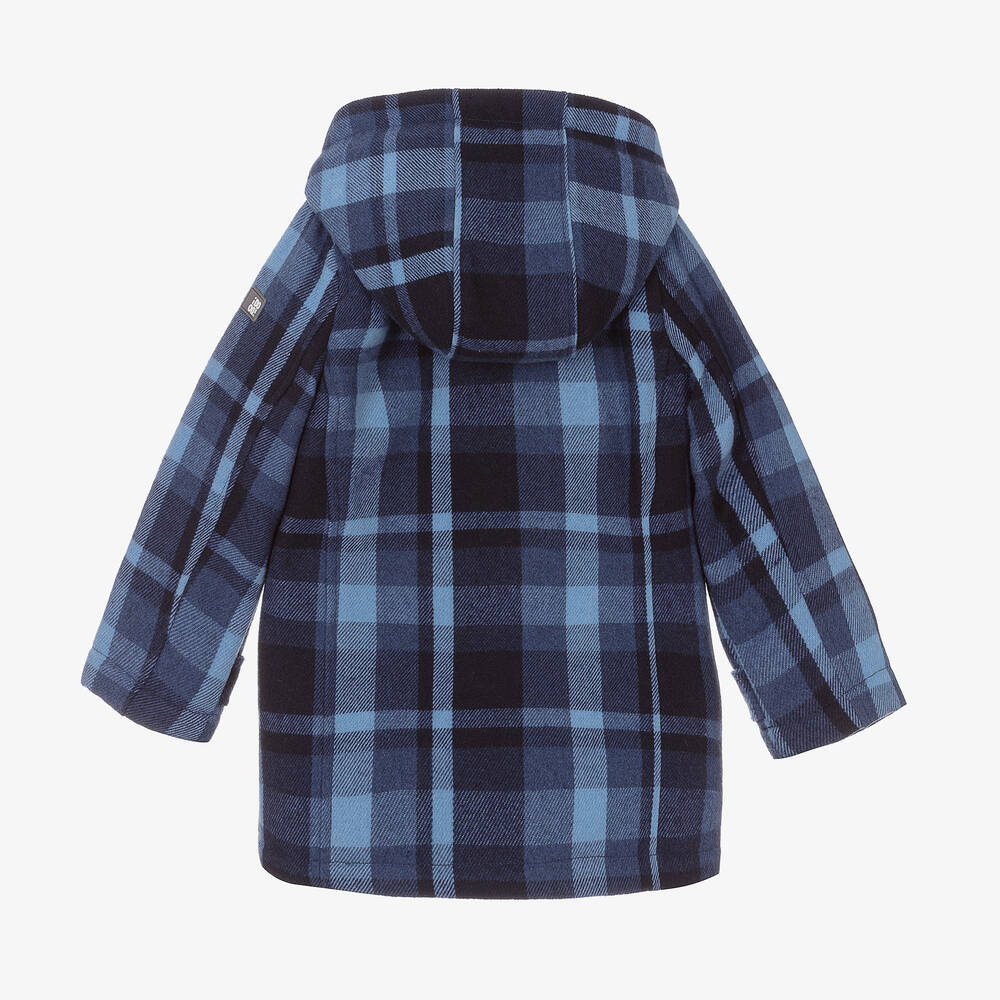 iDO Baby-Boys Blue Check Hooded Coat | Childrensalon Outlet