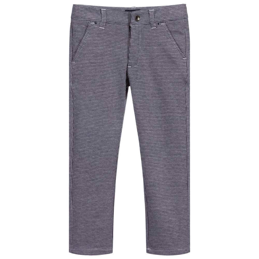 iDO Baby - Boys Blue Check Trousers | Childrensalon