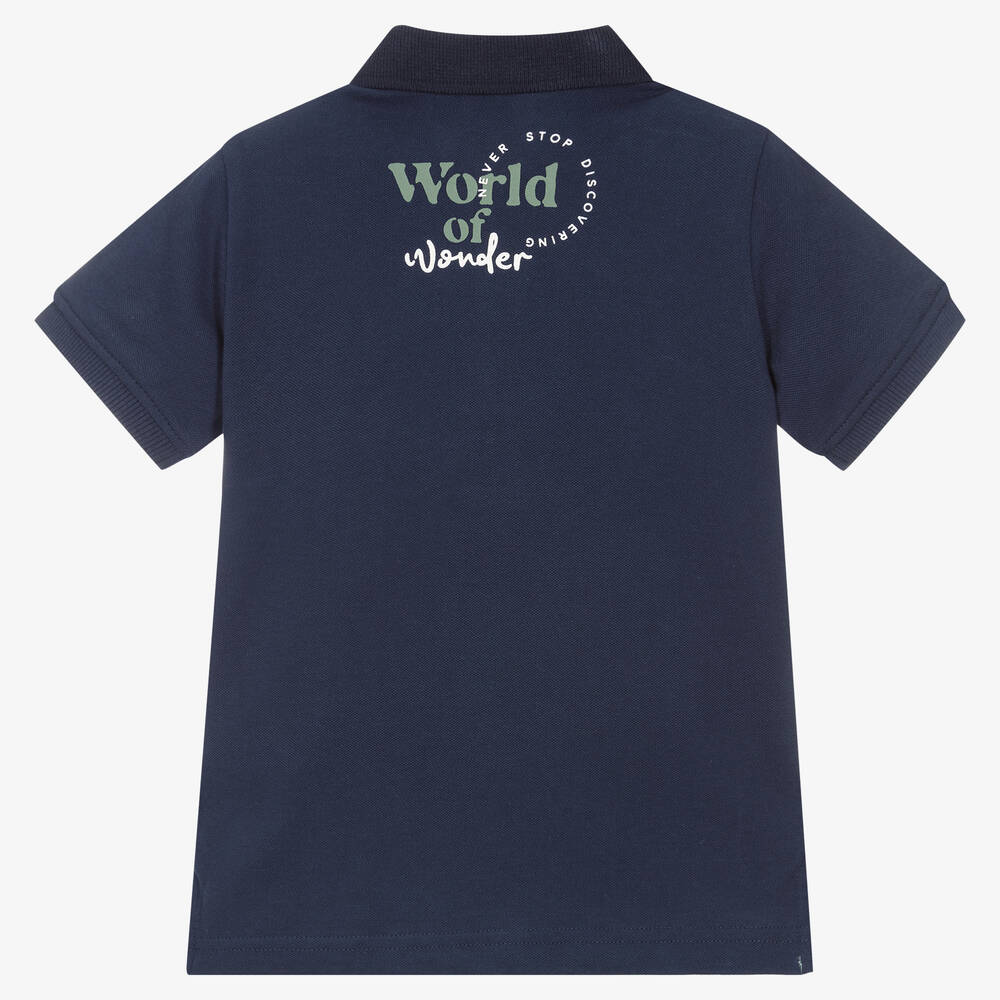 iDO Baby-Boys Blue Cotton Cactus Polo Shirt | Childrensalon Outlet