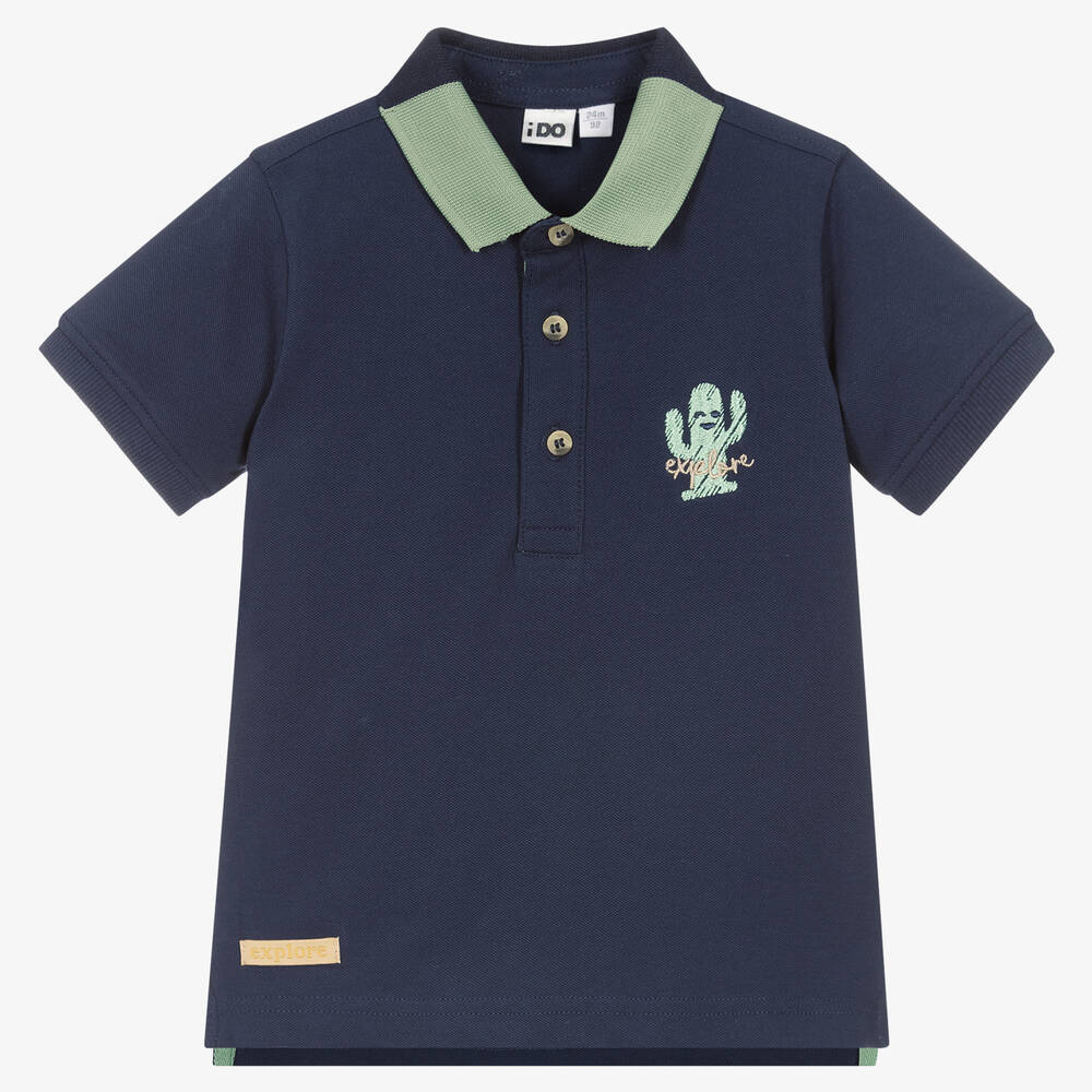 iDO Baby - Синяя хлопковая рубашка поло с кактусом | Childrensalon