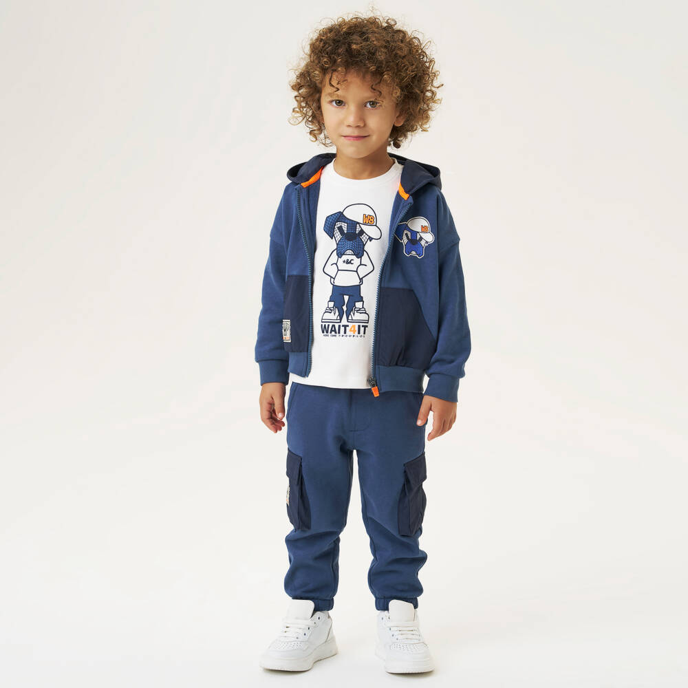 iDO Baby-Boys Blue Cotton Cargo Trousers | Childrensalon Outlet