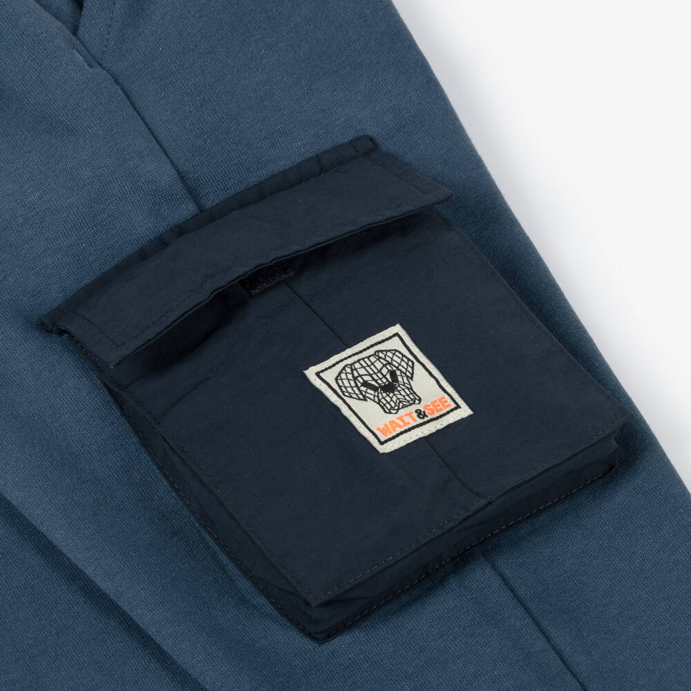 iDO Baby-Boys Blue Cotton Cargo Trousers | Childrensalon Outlet