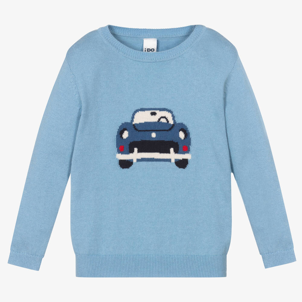 iDO Baby - Pull bleu en coton voiture garçon | Childrensalon