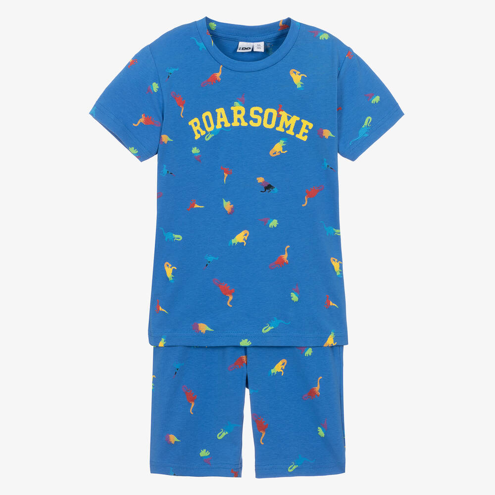 iDO Baby-Boys Blue Cotton Dinosaur Short Pyjamas | Childrensalon Outlet