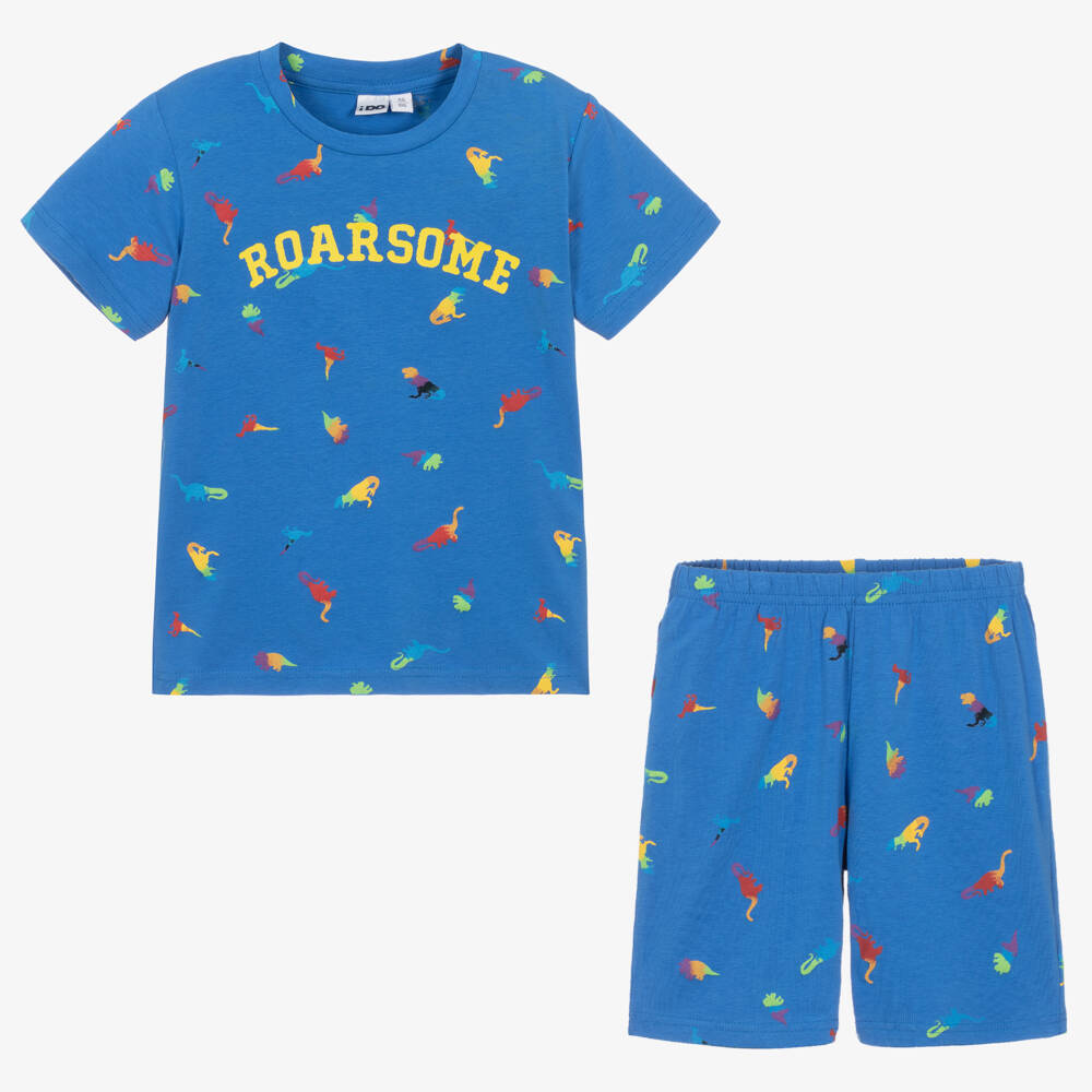 iDO Baby-Boys Blue Cotton Dinosaur Short Pyjamas | Childrensalon Outlet