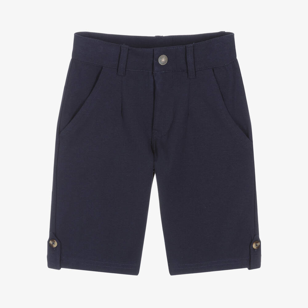iDO Baby - Boys Blue Cotton Jersey Chino Shorts | Childrensalon