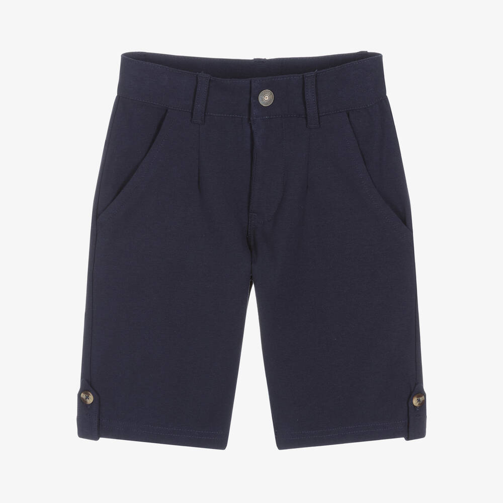 iDO Baby-Boys Blue Cotton Jersey Chino Shorts | Childrensalon Outlet