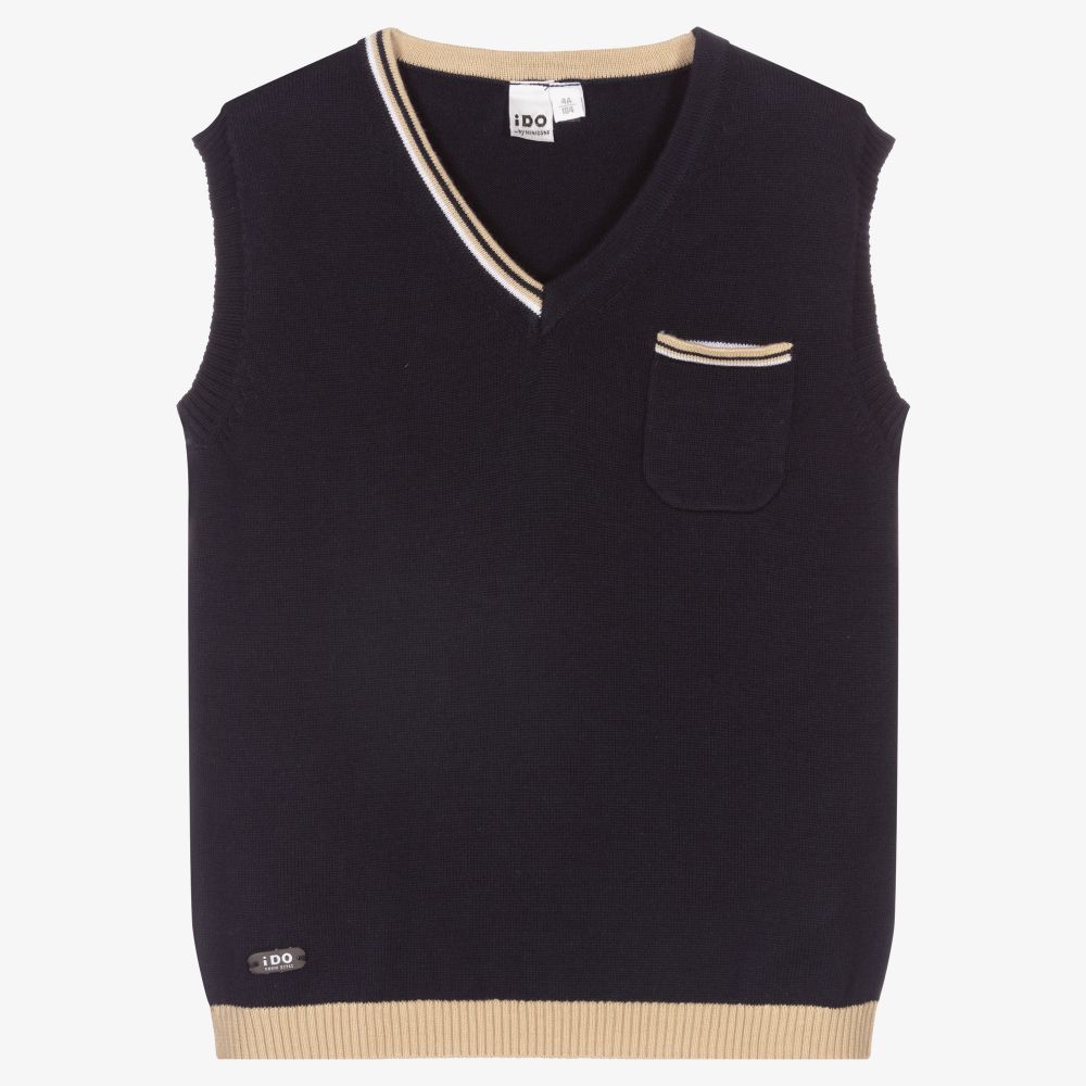 iDO Junior-Boys Blue Cotton Knit Slipover | Childrensalon Outlet