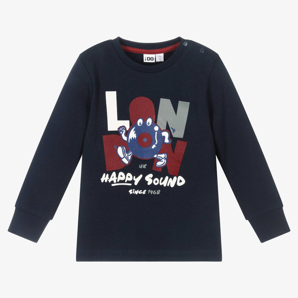 iDO Baby - Boys Blue Cotton London Top | Childrensalon