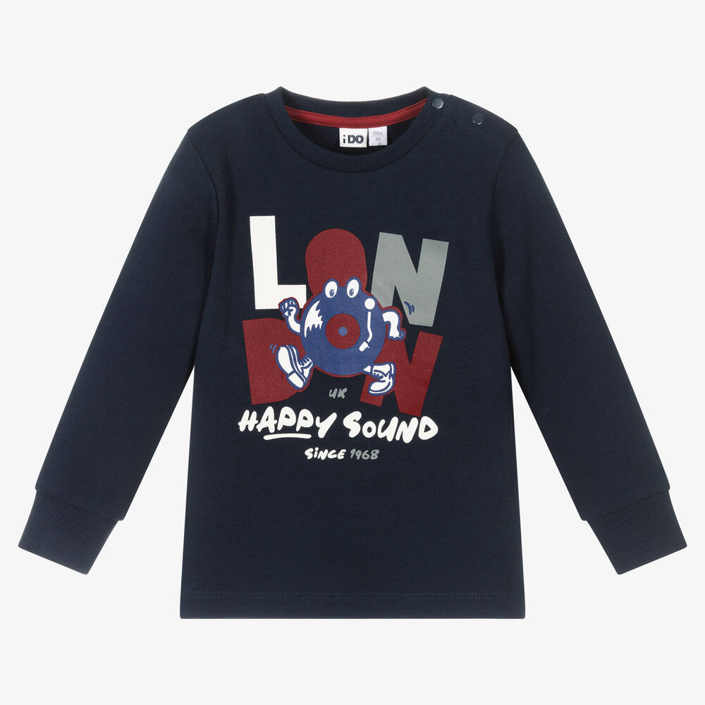 iDO Baby-Boys Blue Cotton London Top | Childrensalon Outlet