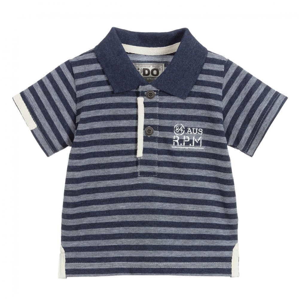 iDO Baby - Boys Blue Cotton Polo Shirt | Childrensalon