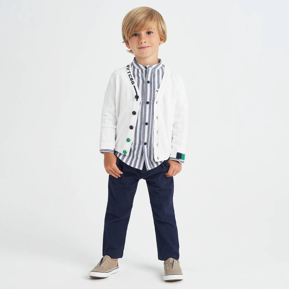 iDO Baby-Boys Blue Cotton Stripe Shirt | Childrensalon Outlet
