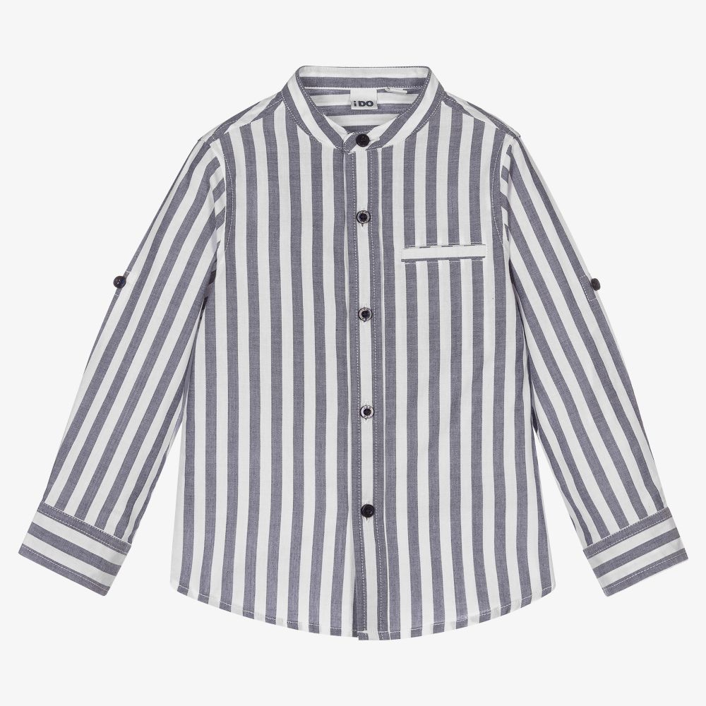 iDO Baby-Boys Blue Cotton Stripe Shirt | Childrensalon Outlet