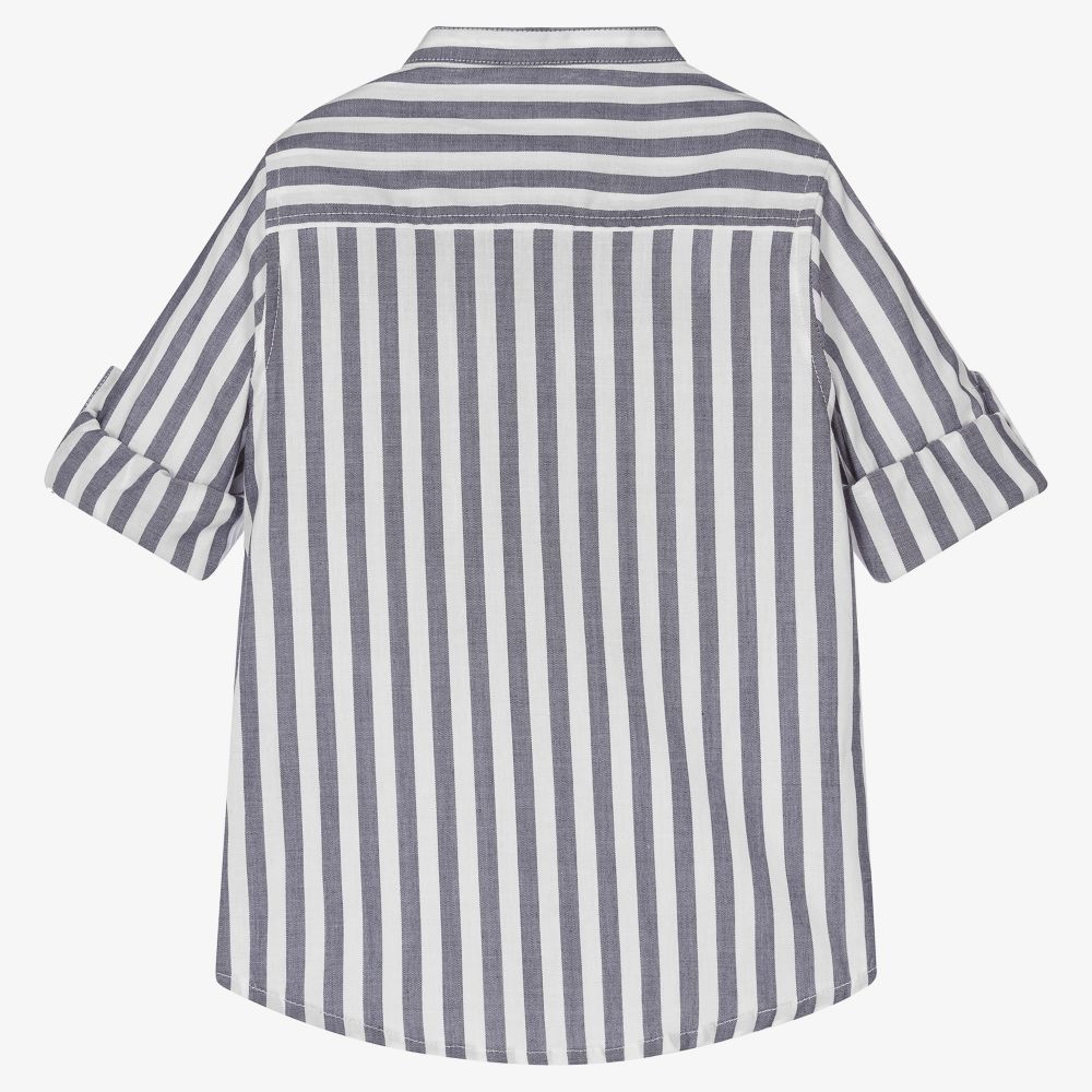 iDO Baby-Boys Blue Cotton Stripe Shirt | Childrensalon Outlet