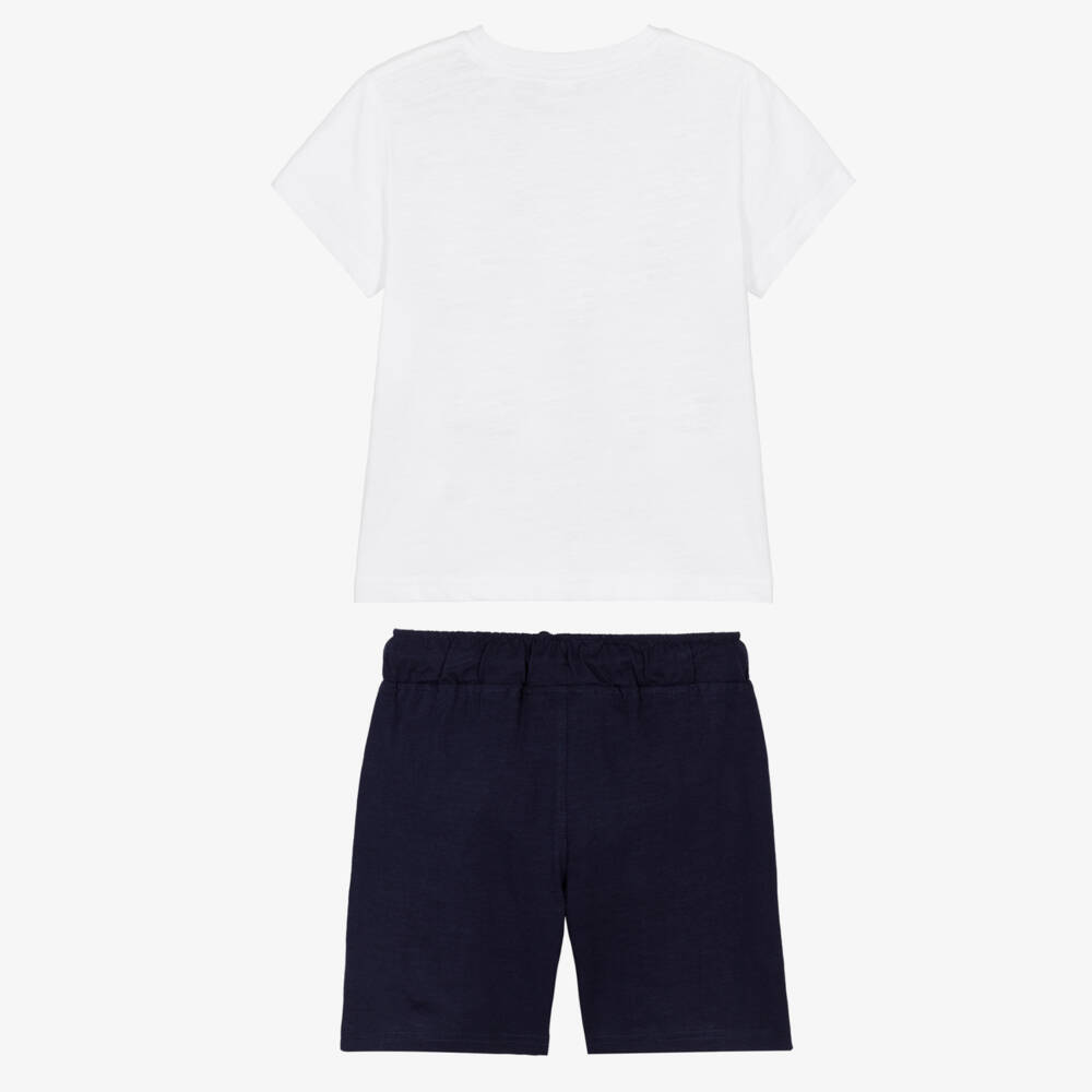 iDO-Boys Blue Cotton Summer Vibes Shorts Set | Childrensalon Outlet
