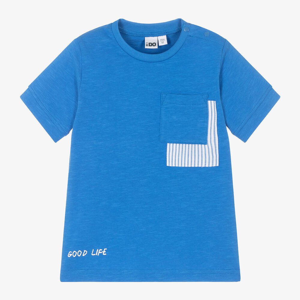 iDO Baby-Boys Blue Cotton T-Shirt | Childrensalon Outlet