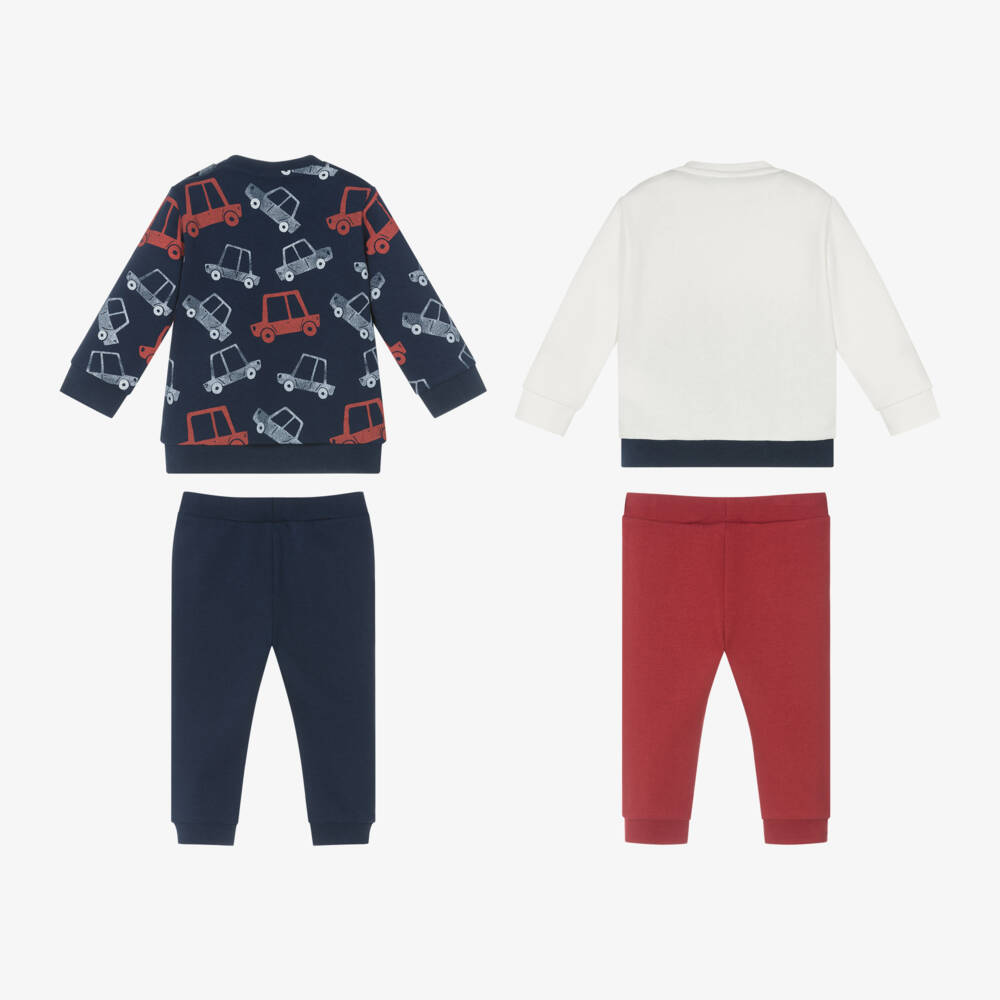 iDO Mini-Boys Blue Cotton Tracksuit Duo | Childrensalon Outlet