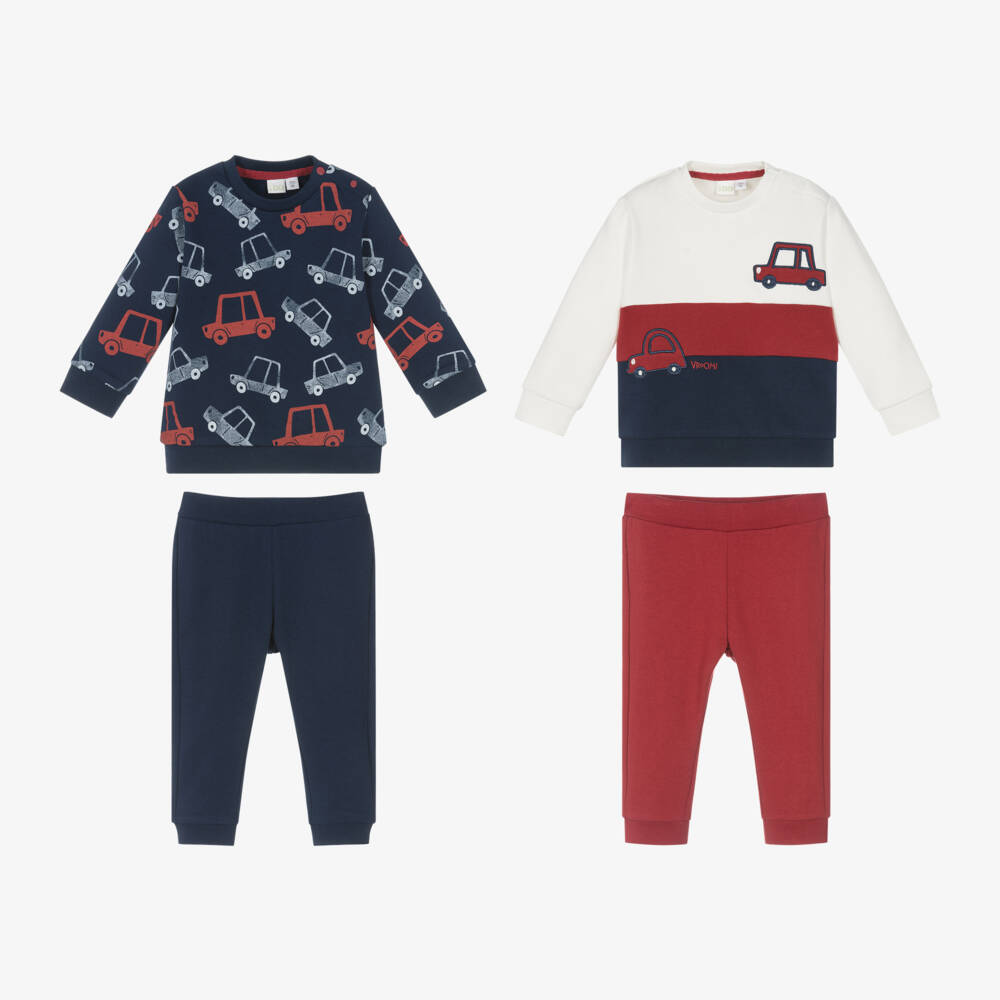 iDO Mini-Boys Blue Cotton Tracksuit Duo | Childrensalon Outlet