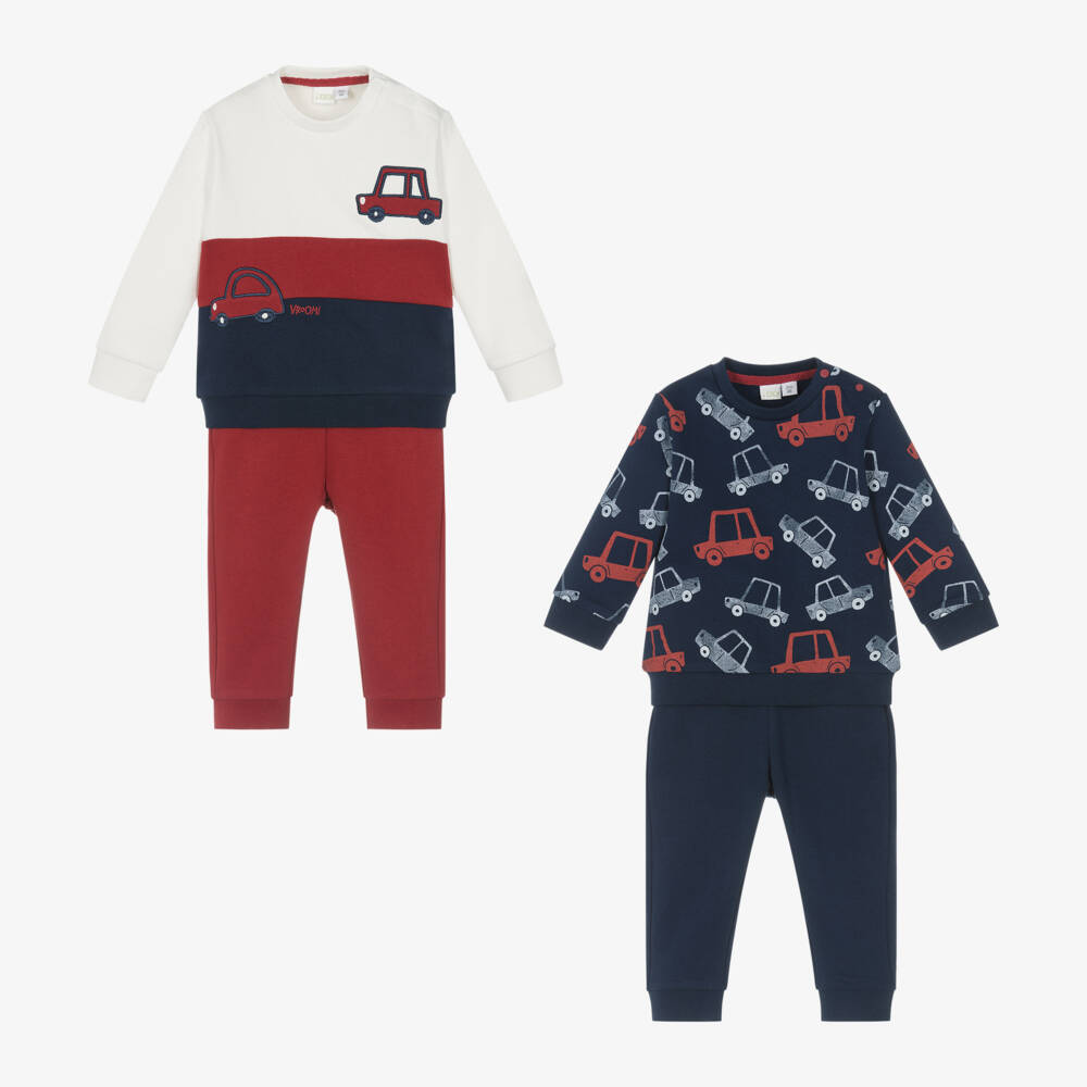 iDO Mini-Boys Blue Cotton Tracksuit Duo | Childrensalon Outlet