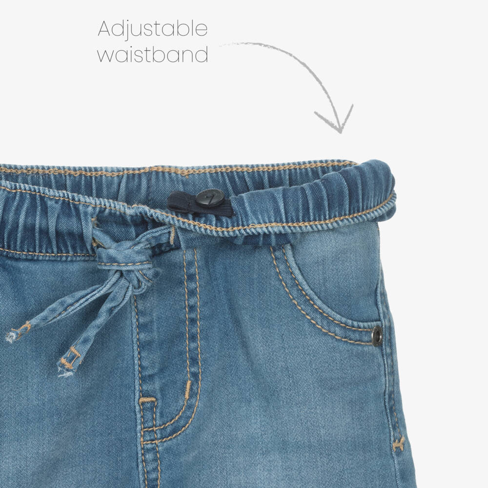 iDO Baby-Boys Blue Faded Jersey Denim Shorts | Childrensalon Outlet