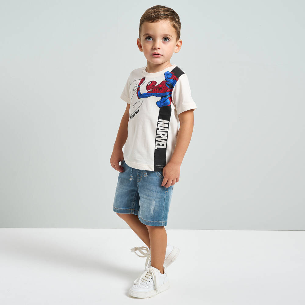 iDO Baby-Boys Blue Faded Jersey Denim Shorts | Childrensalon Outlet